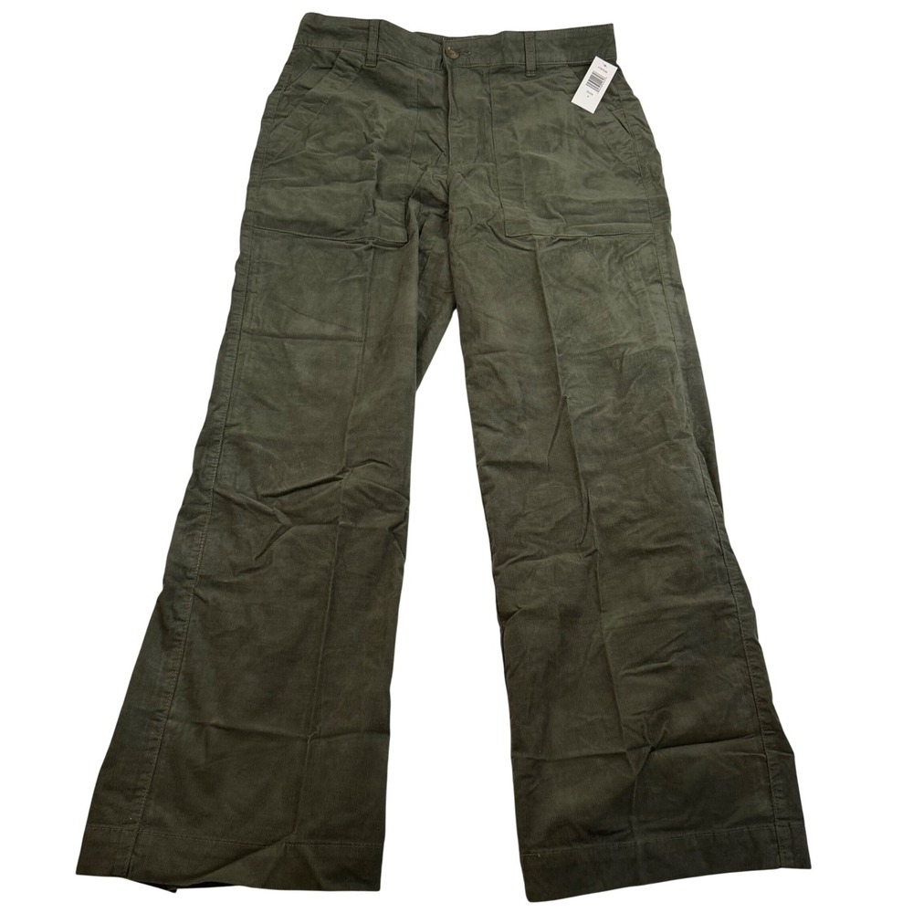 Weatherproof Vintage Olive Green Corduroy Wide Leg Patch Pocket Pants Size 6